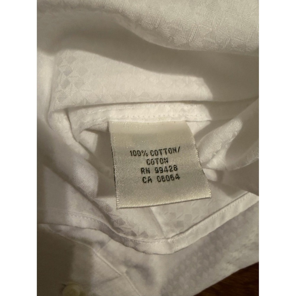 Bugatchi Mens XL White Geometric Jacquard Button Up Shirt Classic Fit Cotton - Picture 8 of 10